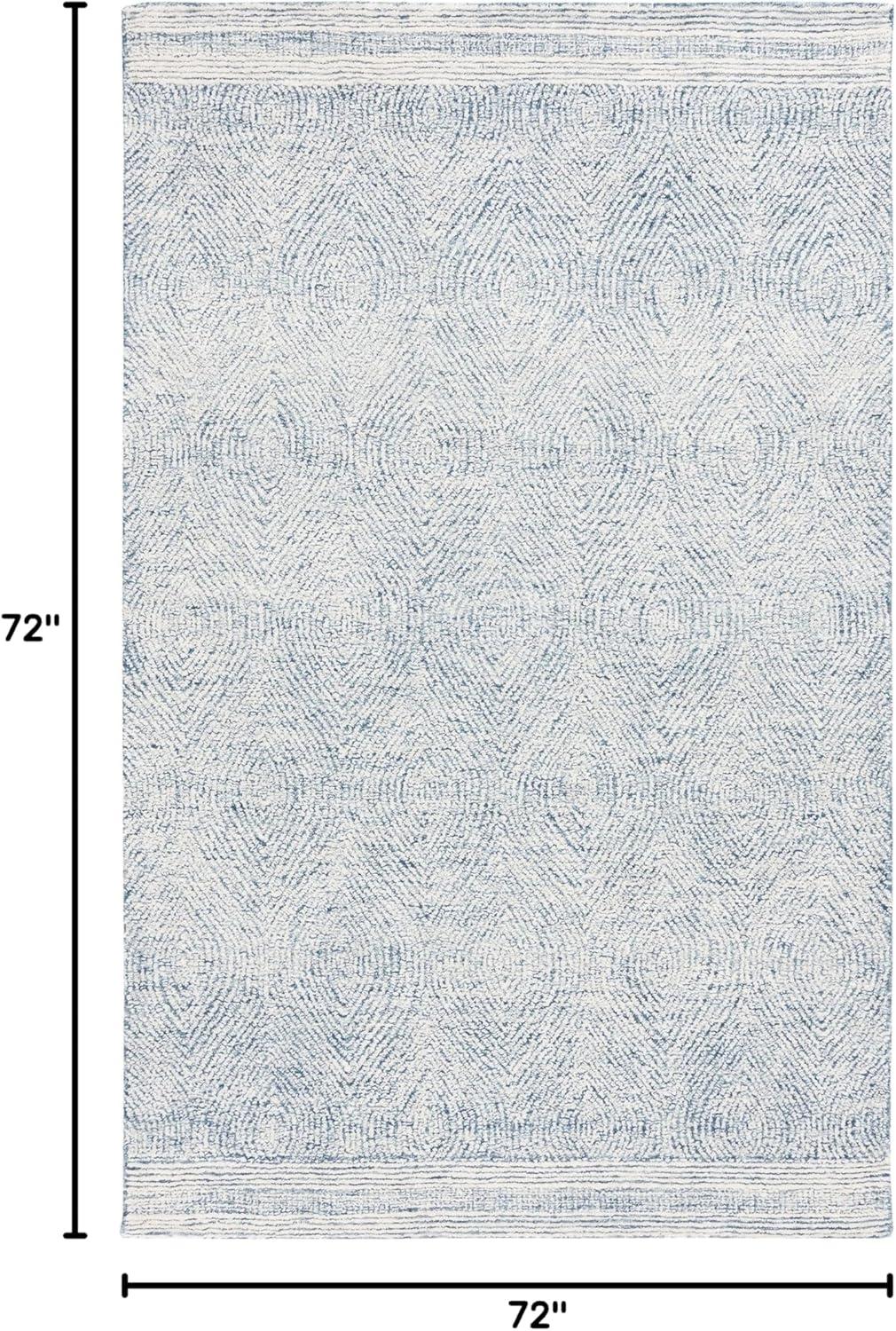 SAFAVIEH Abstract Caelestinus Ogee Wool Area Rug, Ivory/Navy, 6' x 6' Square