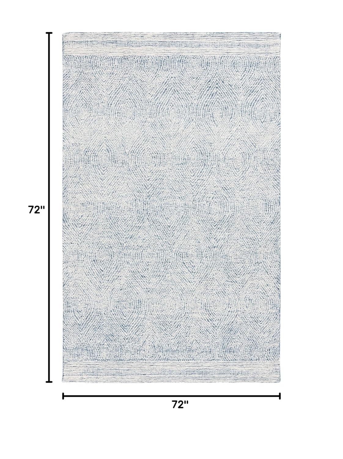 SAFAVIEH Abstract Caelestinus Ogee Wool Area Rug, Ivory/Navy, 6' x 6' Square