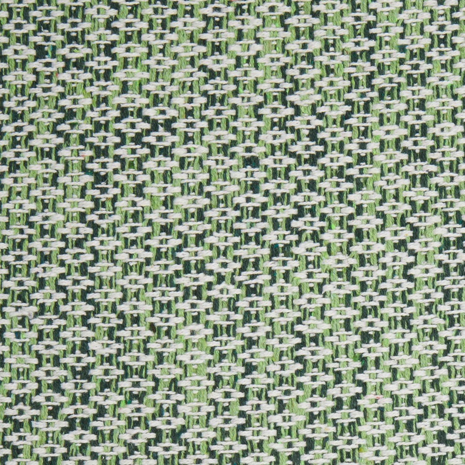 Hunter Green Diamond Handwoven Fabric. Recycled Yarn Rug 2x3 Ft