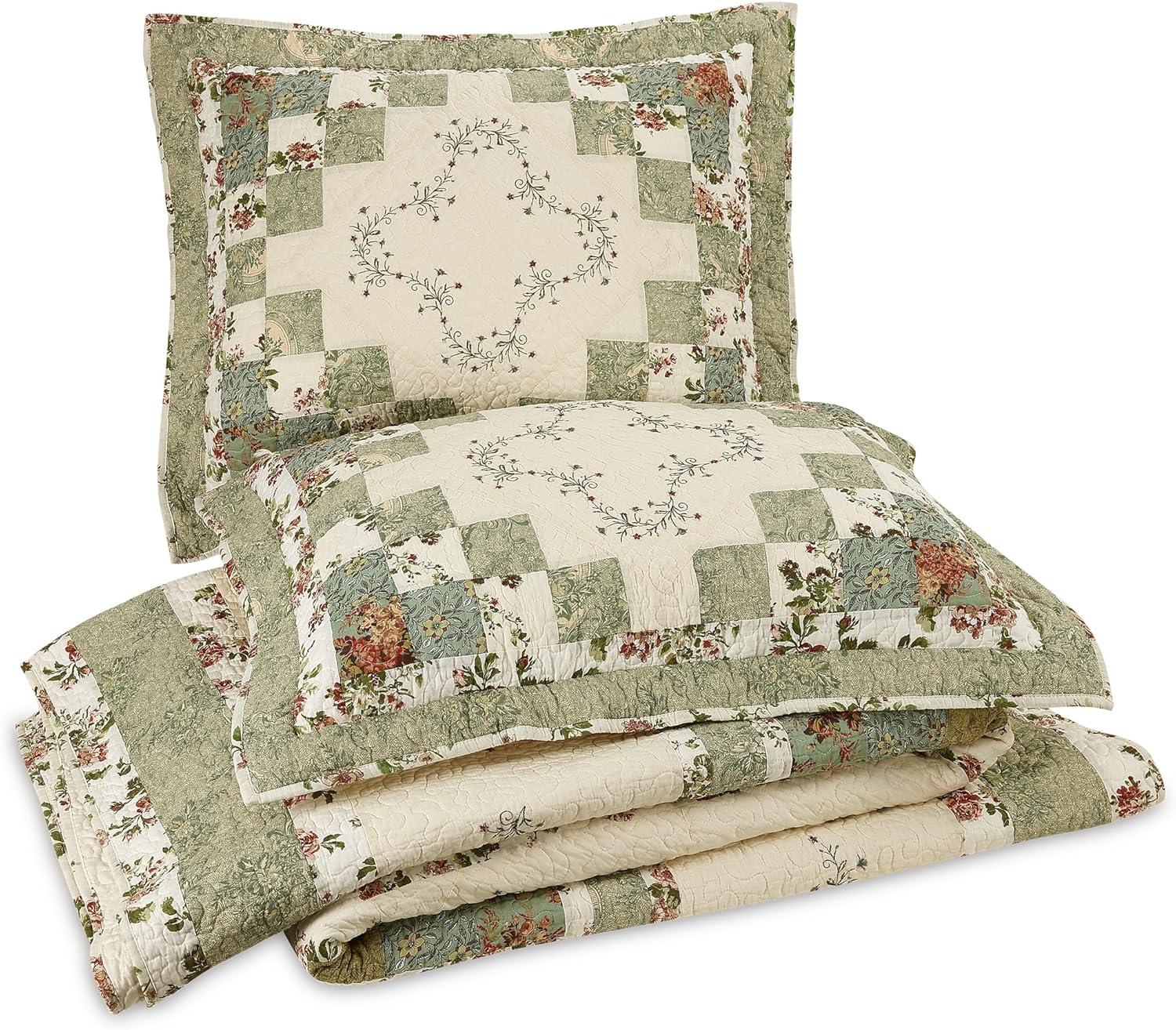 3pc Olivia Quilt Bedding Set Green - Modern Heirloom