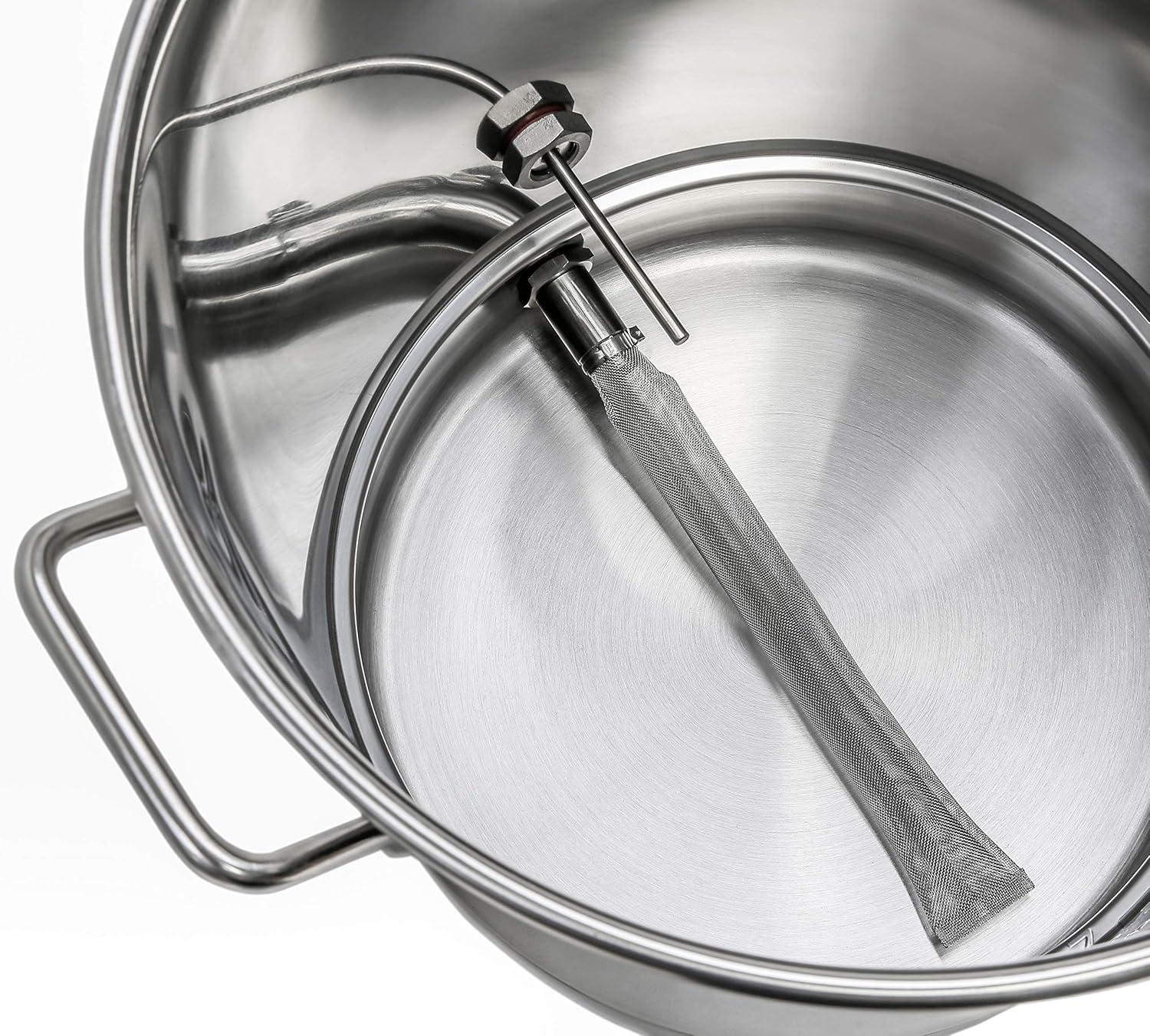 Brewsie 40 Quart Stainless Steel Brew Kettle with Lid and Rack