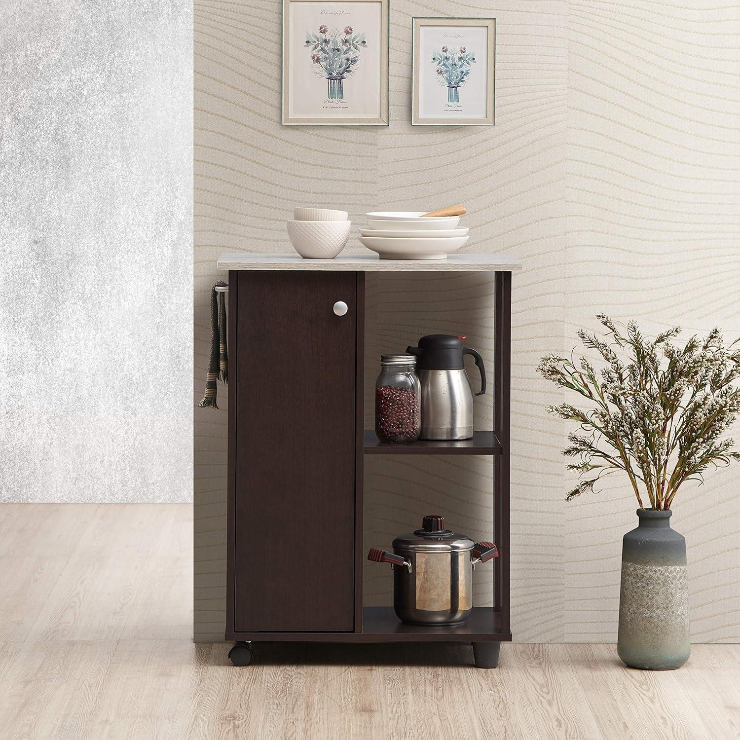 23.6" Wide Open Shelves and Cabinet Space Kitchen Cart
