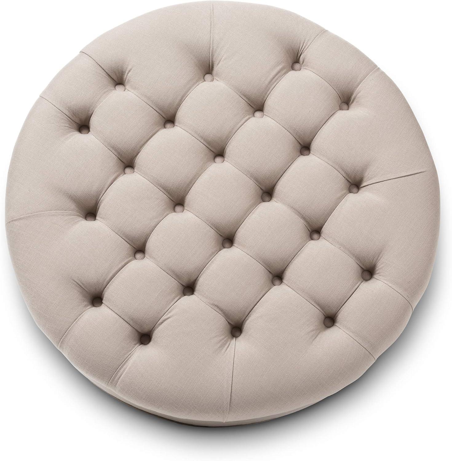 Baxton Studio Palfrey Beige Linen Modern Tufted Ottoman