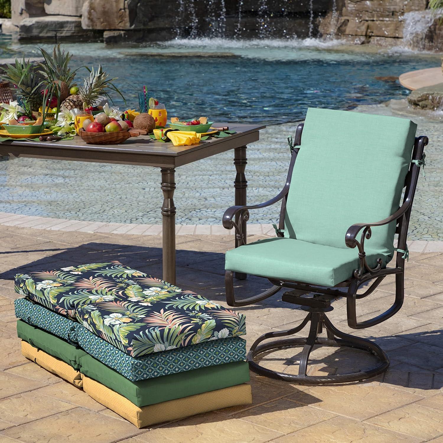 Arden 44"x20" Outdoor High Back Dining Chair Cushion Aqua Leala Texture: Fade & Water-Resistant, UV Protection