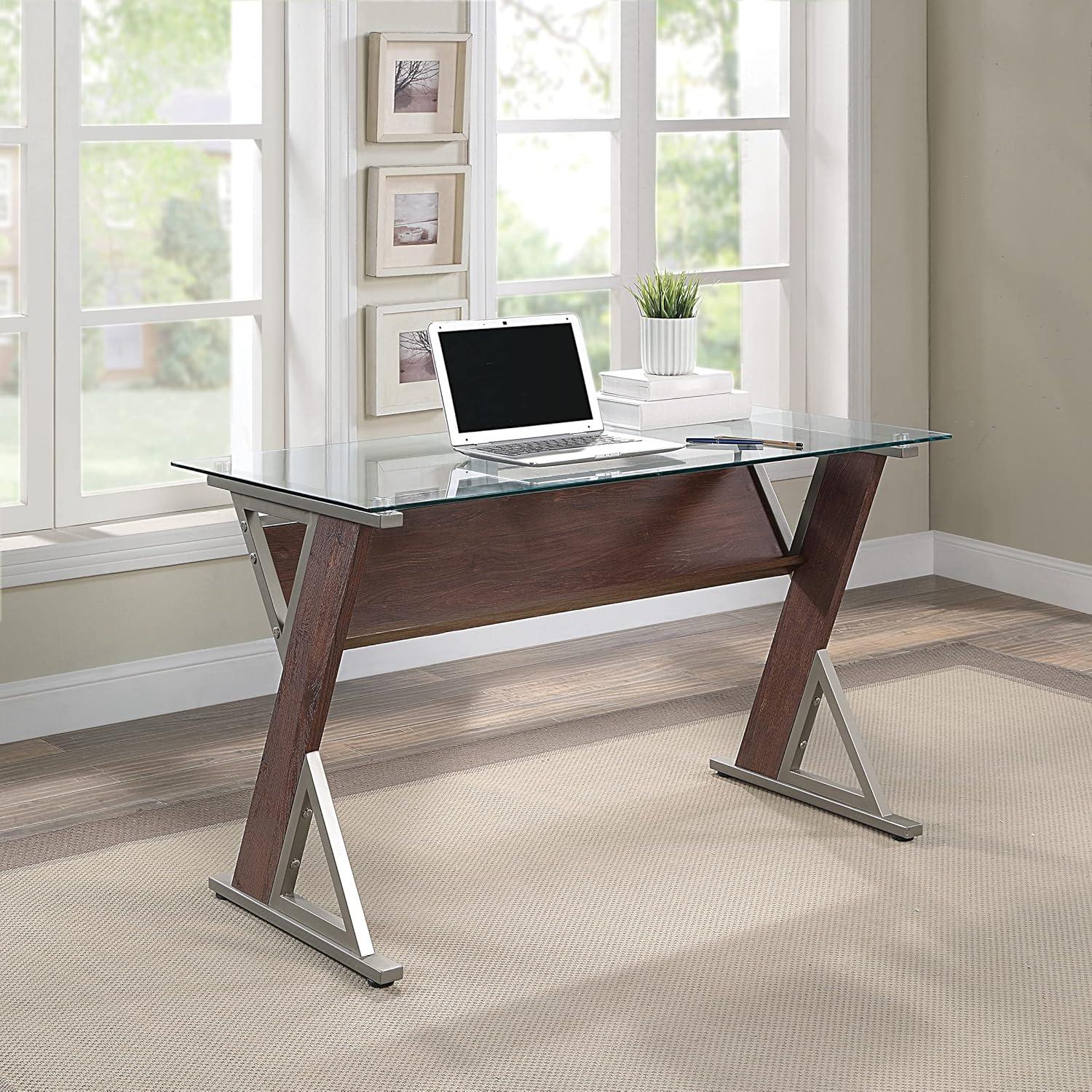 Zenos 48" Desk in Traditional Cherry Red Engineered Wood