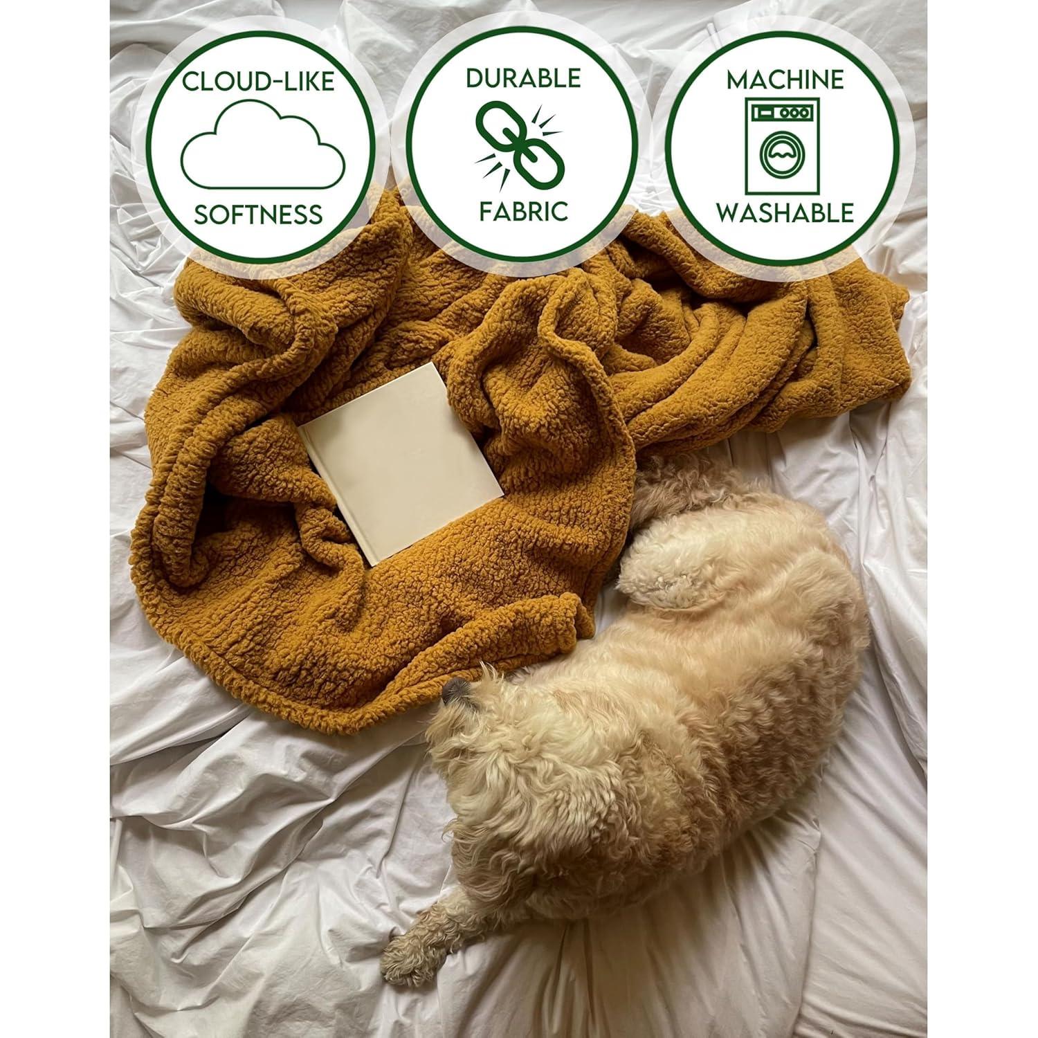 Brooklyn Loom Marshmallow Sherpa Ivory Throw Blanket 50 X 60"