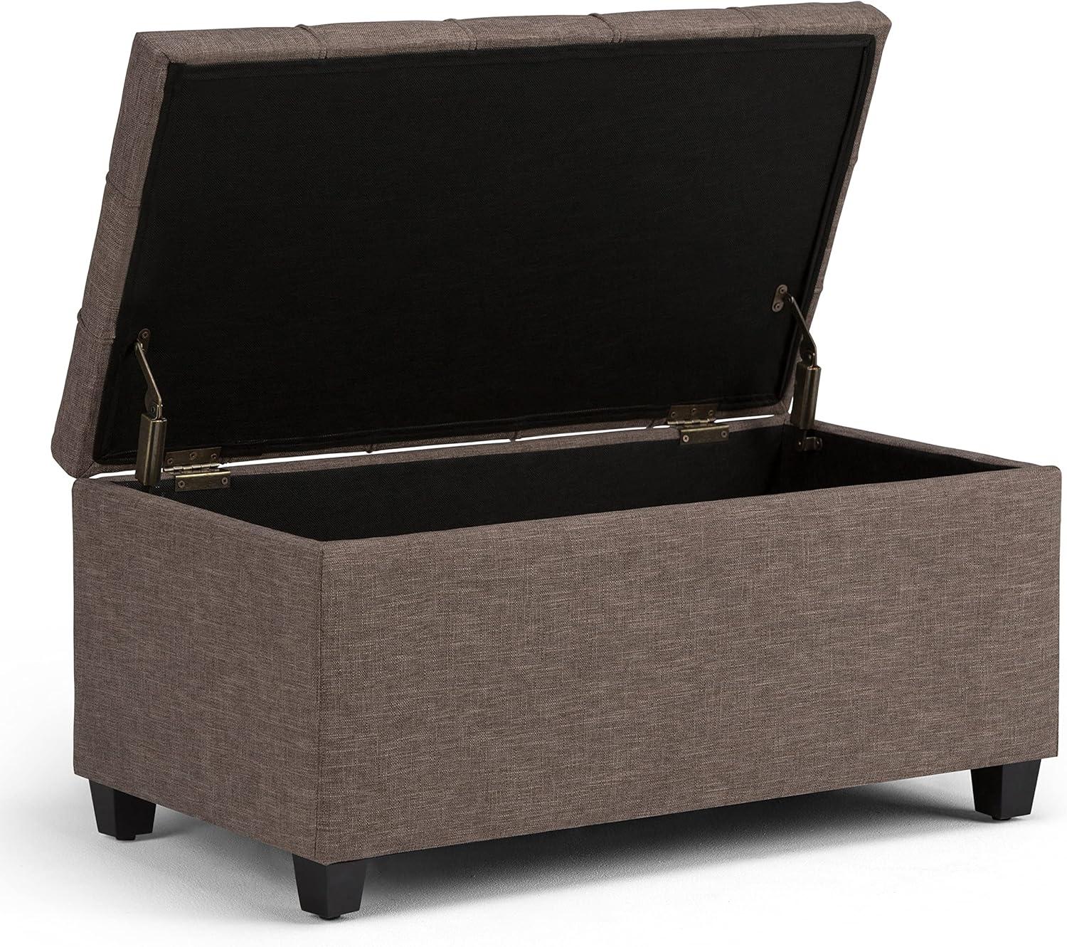 Simpli Home Sienna 33"W Upholstered Storage Ottoman Bench with Lift-Up Tufted Top