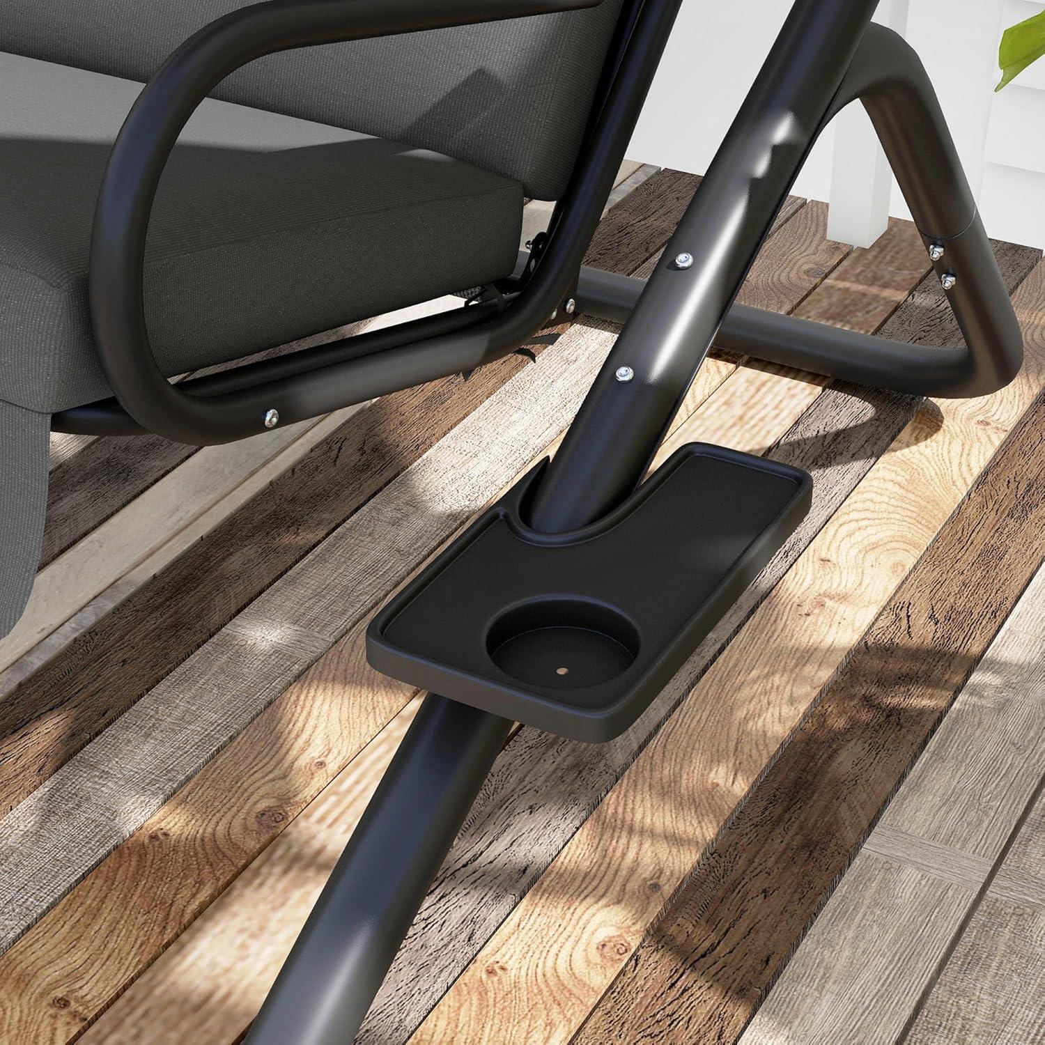 Outsunny Modern 2-Seater Outdoor Patio Swing Chair, Porch Seats with Cup Holder and Removeable Canopy, gray