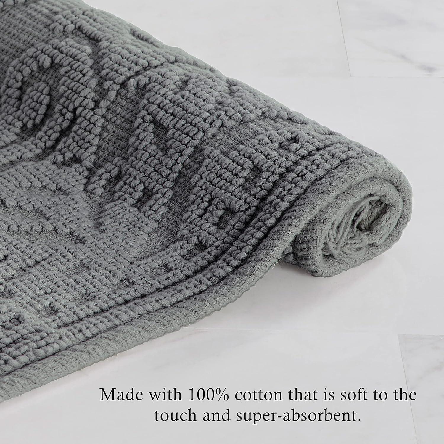 Jean Pierre Ricardo Cotton Fringe 21 x 34 in. Bath Rug, Dark Grey