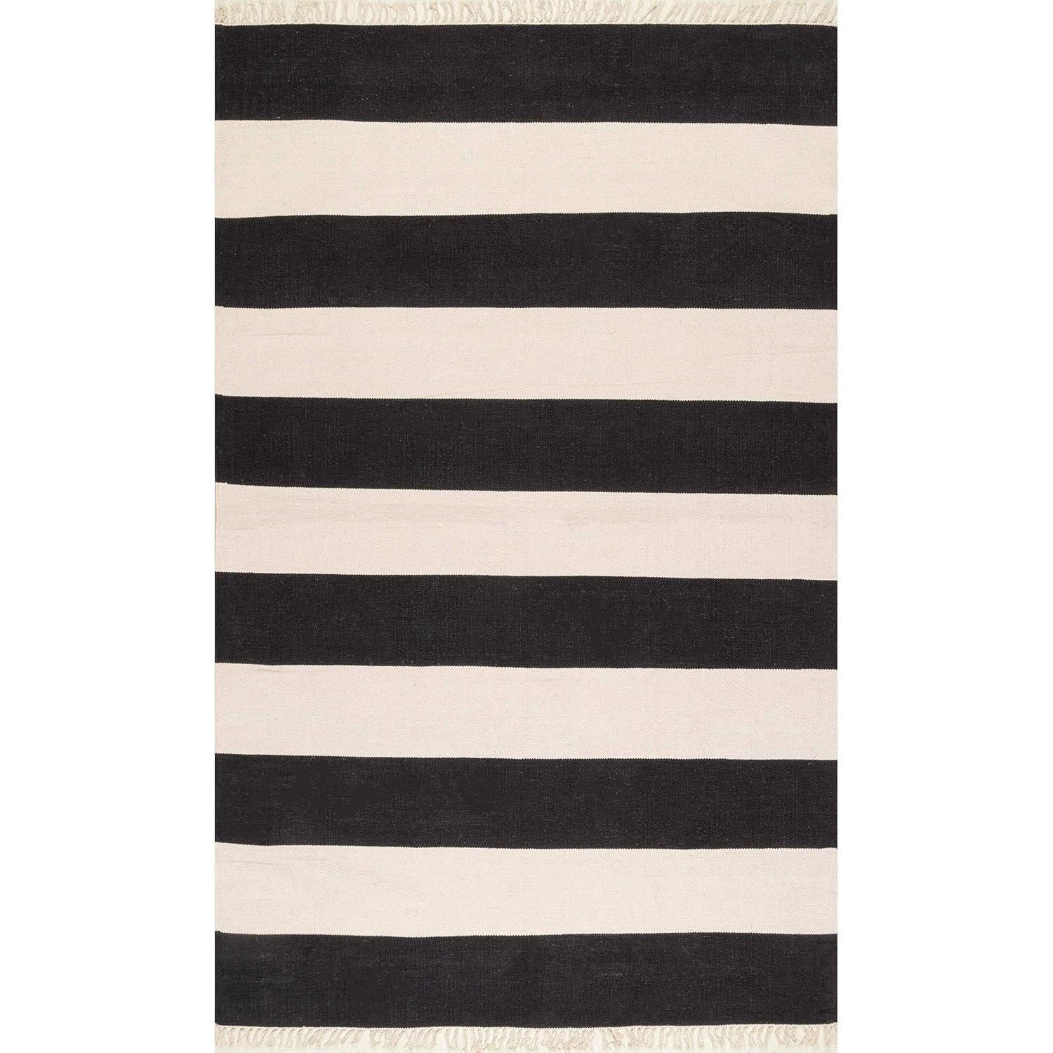 nuLOOM Ashlee Striped Flatweave Area Rug, 8x10, Black