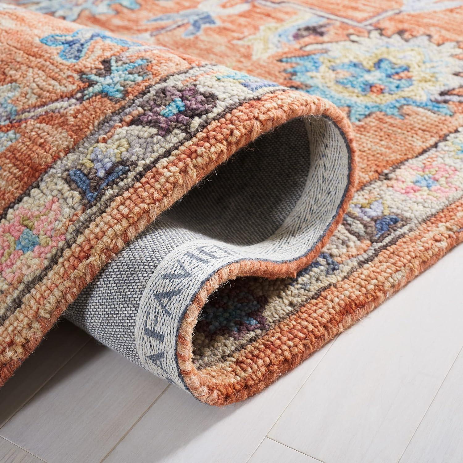 SAFAVIEH Blossom Moema Floral Area Rug, Rust/Blue, 4' x 6'
