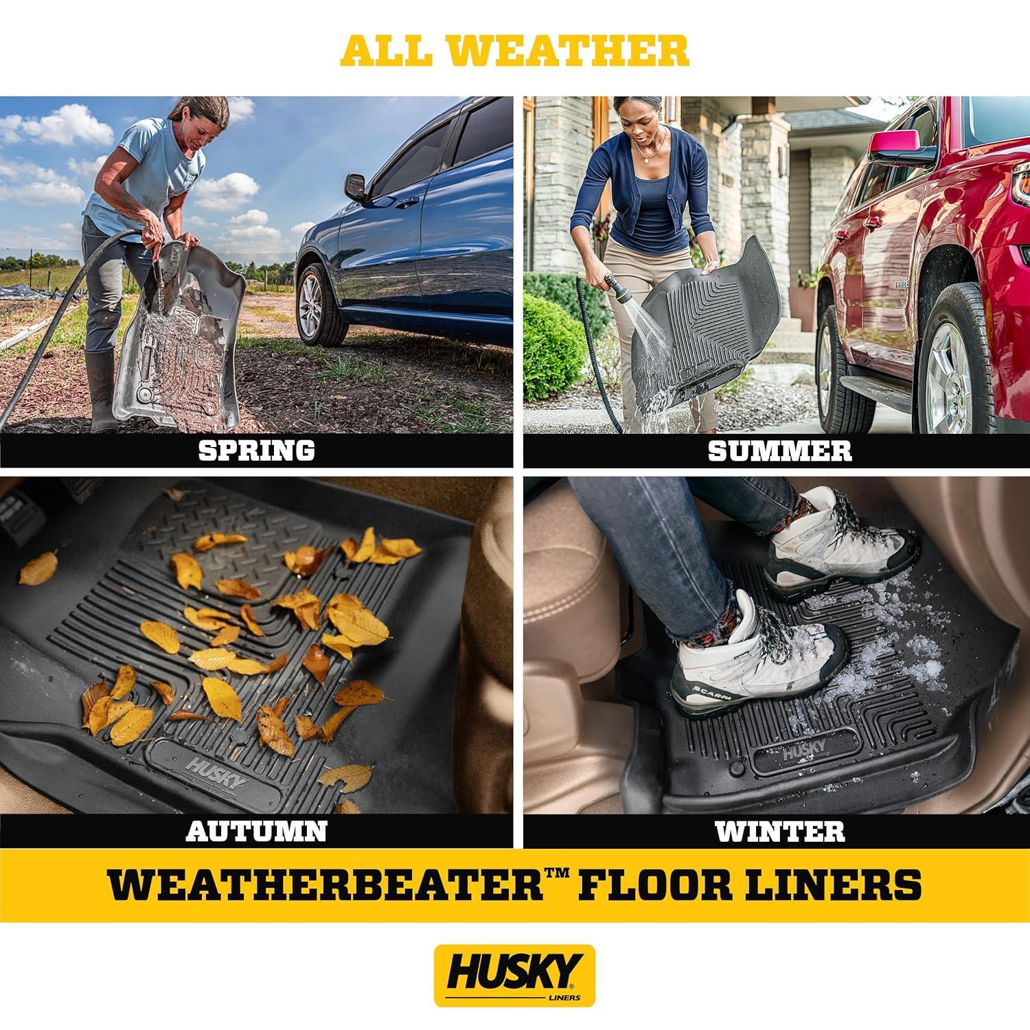 Husky Liners by RealTruck Weatherbeater Floor Mats Fits 2013-2017 Honda Accord Sedan Front & 2nd Row, 3-pc Tan-98483