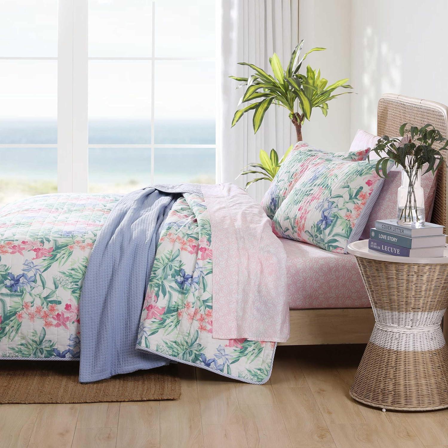 Tommy Bahama Home Tommy Bahama Island Orchid Cotton Reversible Pink Quilt Set