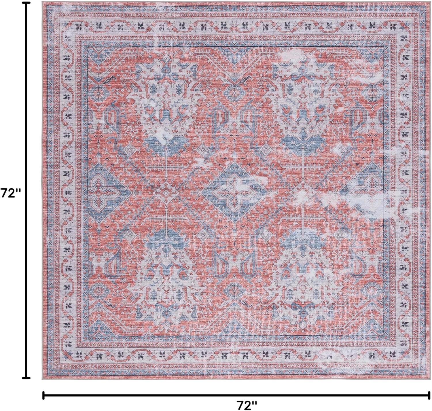 Tucson TSN188 Power Loomed Machine Washable Area Rug - Rust/Beige - 6'x6' - Safavieh.