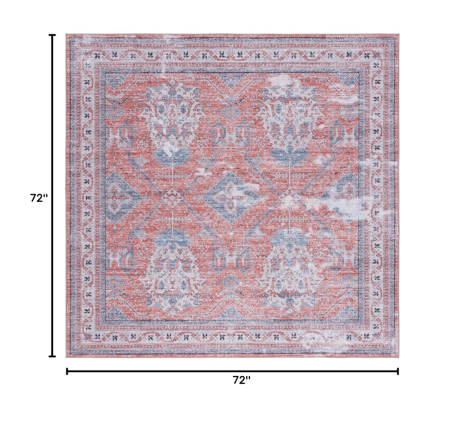 Tucson TSN188 Power Loomed Machine Washable Area Rug - Rust/Beige - 6'x6' - Safavieh.