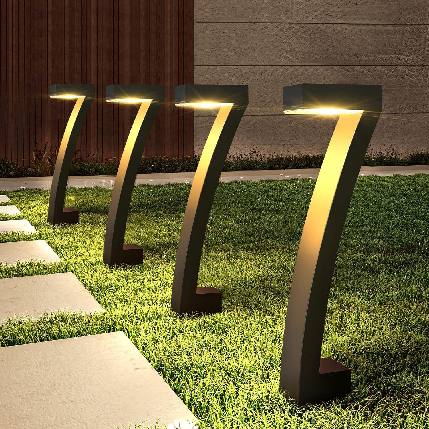 Matte Black LED Solar Pathway Lights, 6-Pack