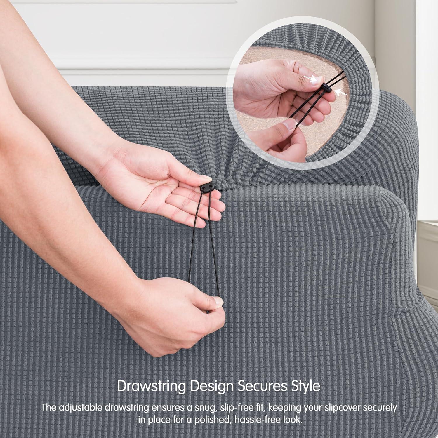 CHUN YI 7 Piece Couch Covers for 3 Cushion Couch Sofa Pet Friendly, 3 Seater Stretch Sofa Slipcover with Seperate Backrest and Cushion Covers, Furniture Protector for Dogs (Large, Light Grey)