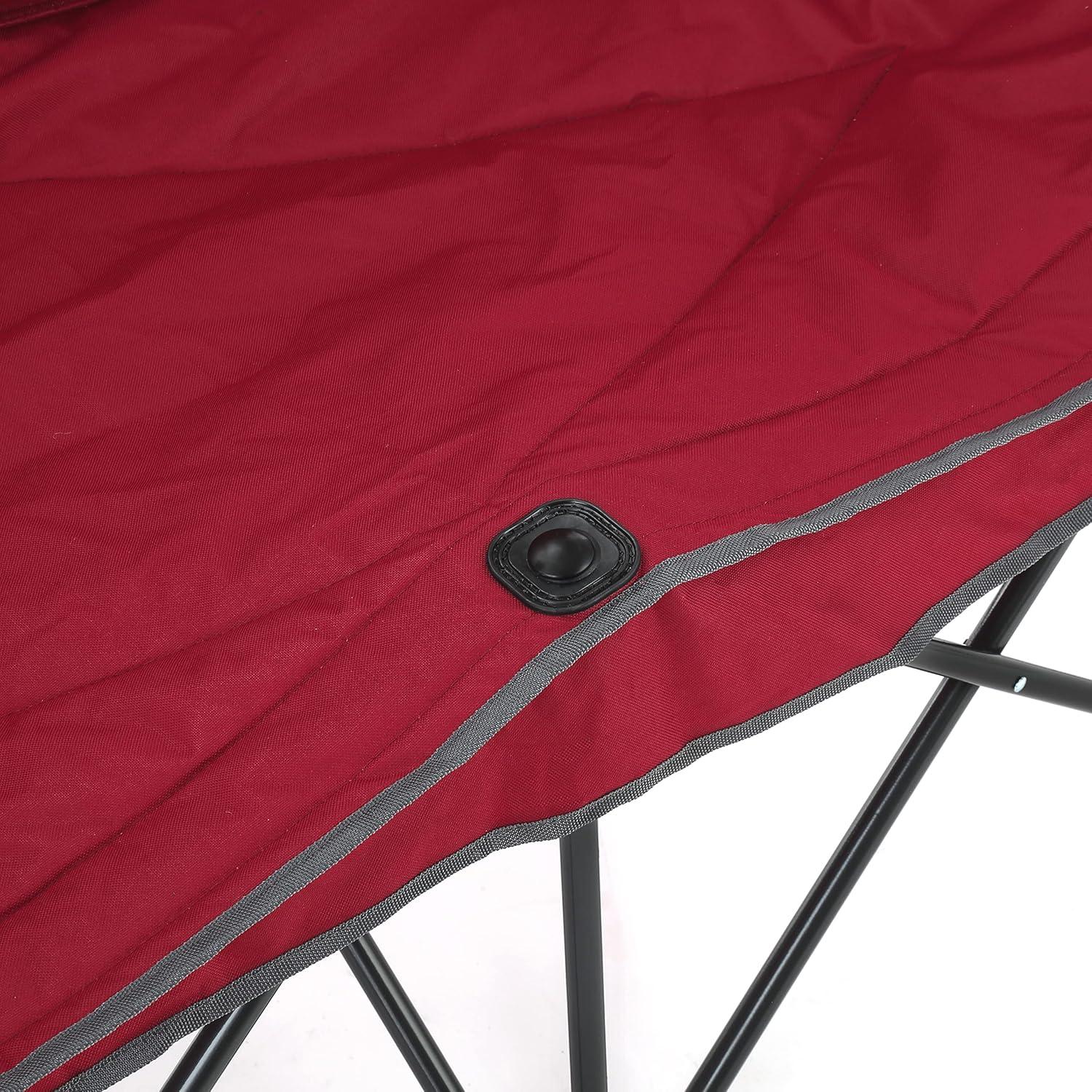 ARROWHEAD OUTDOOR Portable Folding Double Duo Camping Chair Loveseat w/ 2 Cup & Wine Glass Holder, Heavy-Duty Carrying Bag, Padded Seats & Armrests, Supports up to 500lbs, USA-Based Support (Red)