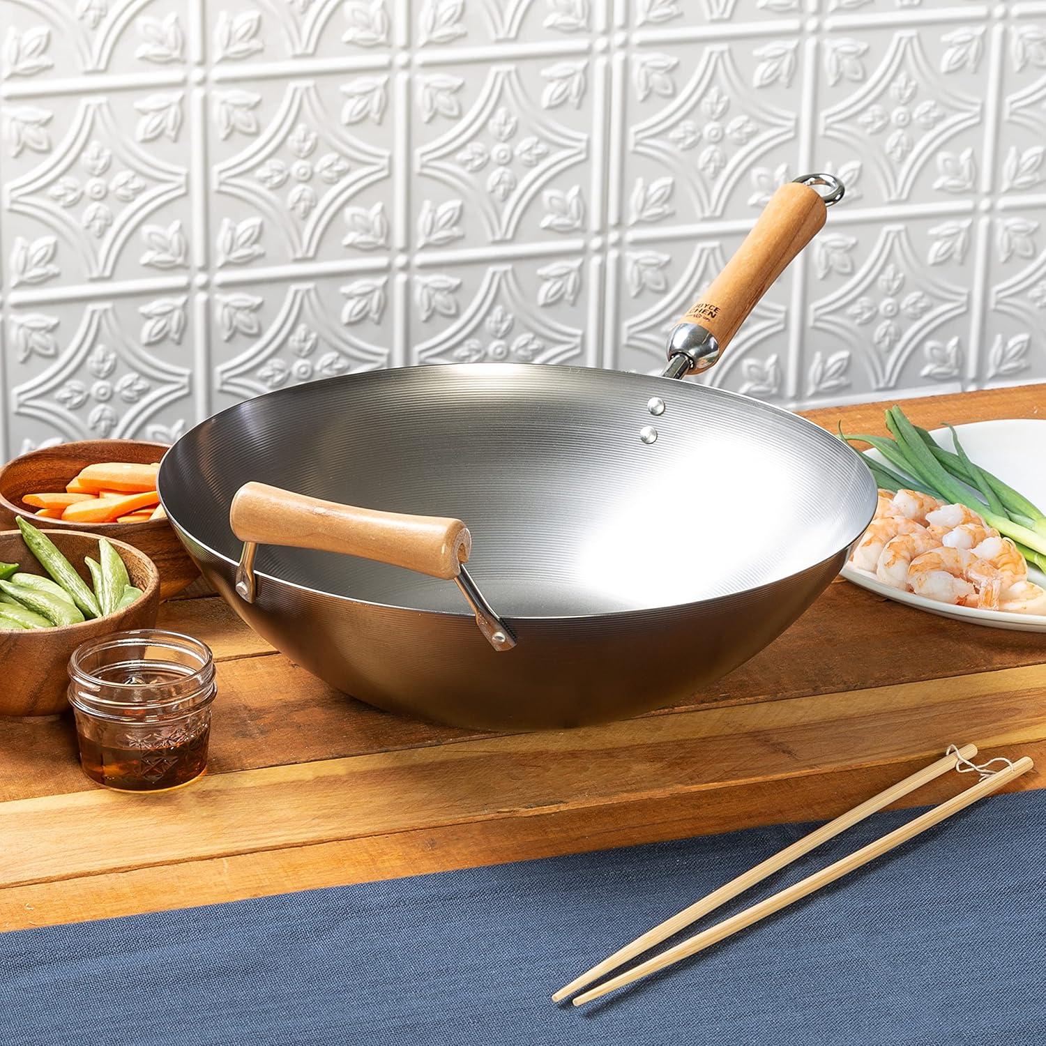 14-Inch Carbon Steel Wok with Birch Handles