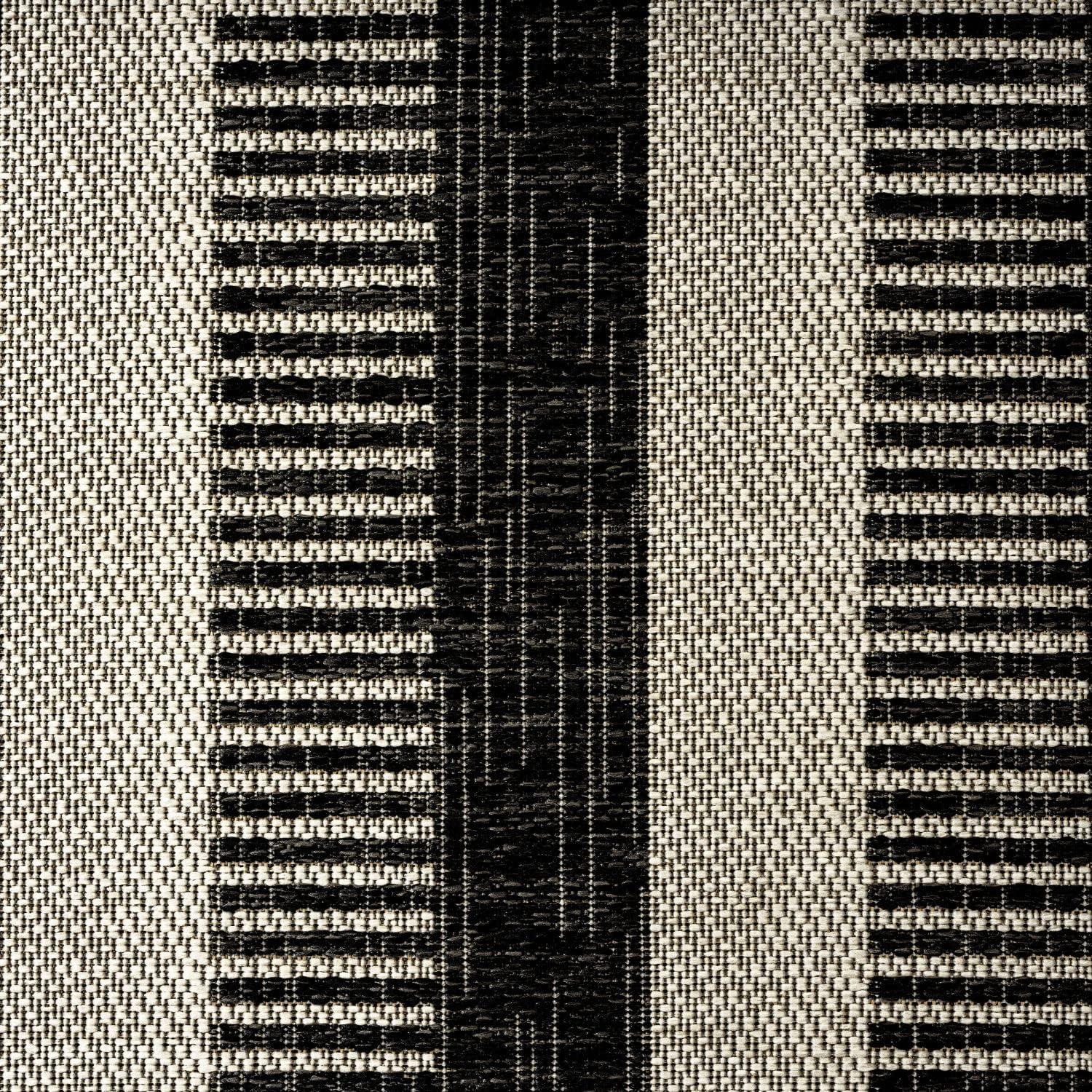 Nicole Miller New York Patio Country Charlotte Modern Striped Indoor/Outdoor Area Rug, Black/Grey