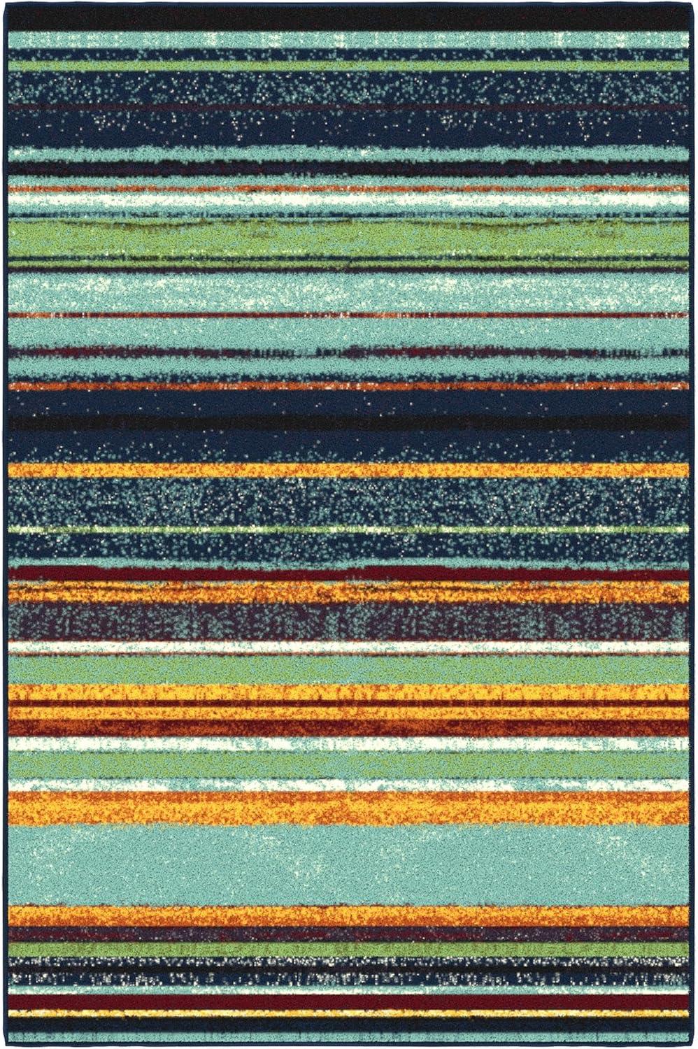 Machine Washable Non-Slip Vintage Striped Area Rug For Living Room, Hallway Runner, Entryway Rug