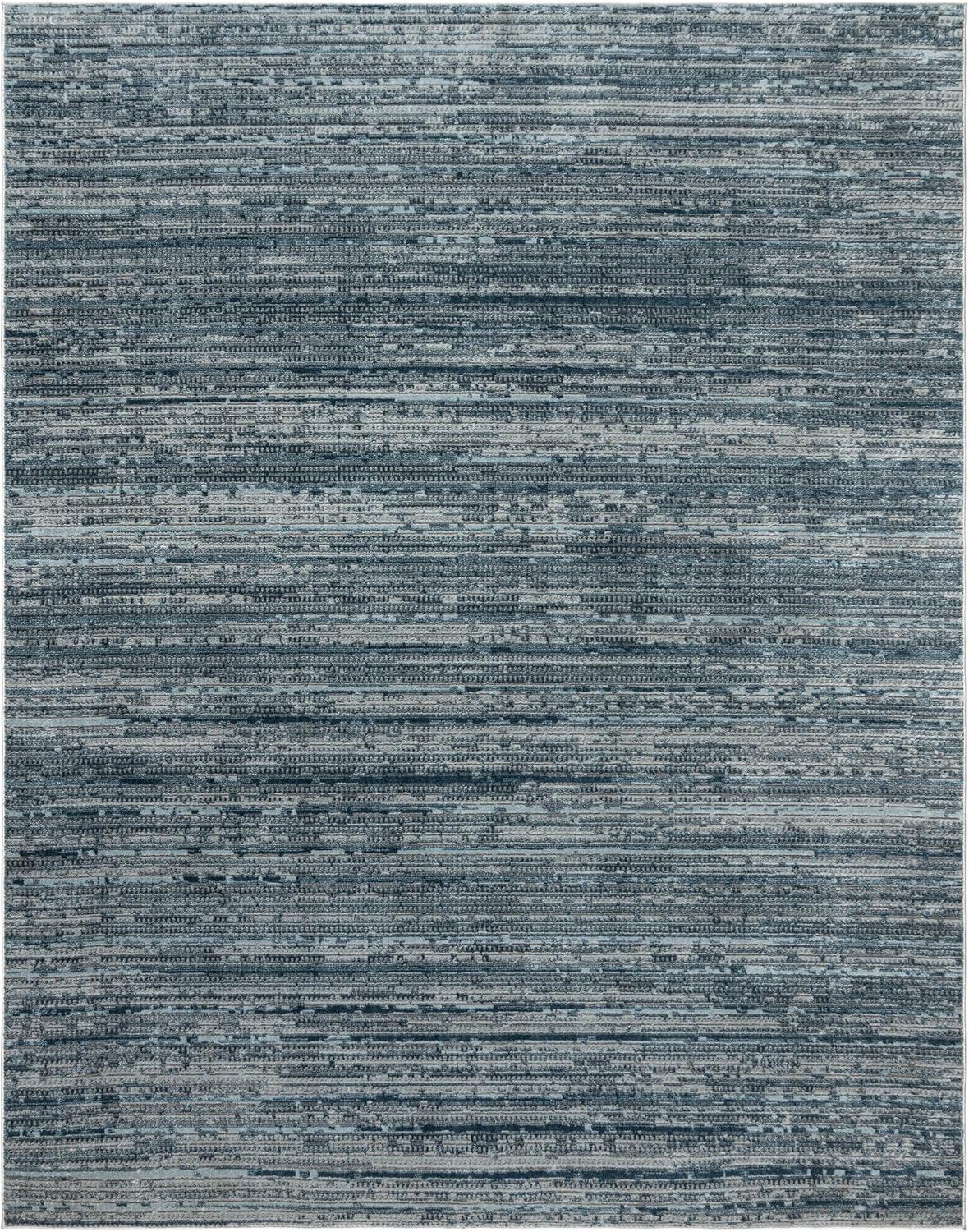 Missha Dario Modern Striped Blue Gray Polyester High-Low Indoor Area Rug