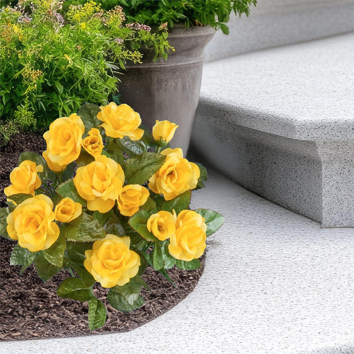 Collections Etc Floral Rose Bushes - Set of 3 Red