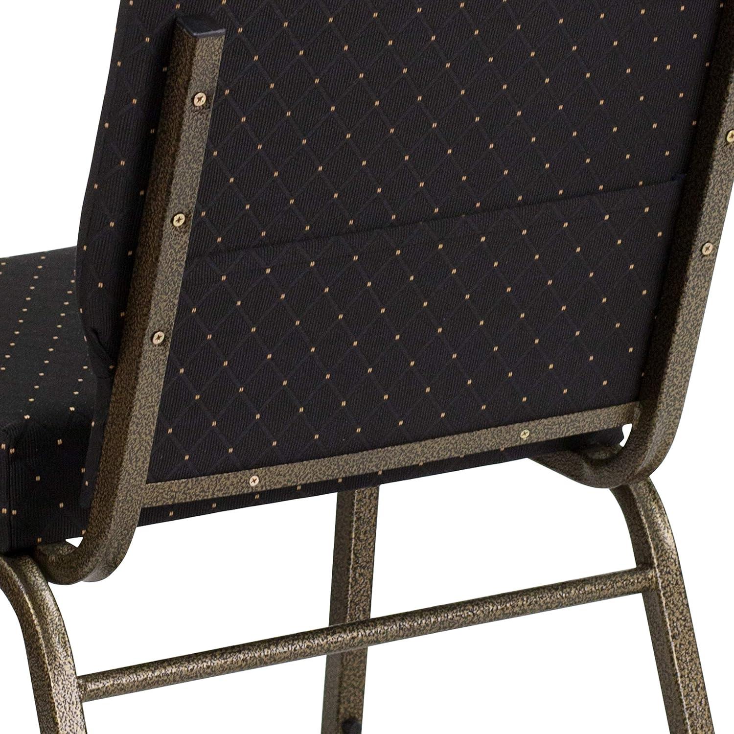 Flash Furniture HERCULES Series Fabric Church Stacking Chair Black Dot Patterned/Gold Vein Frame 4