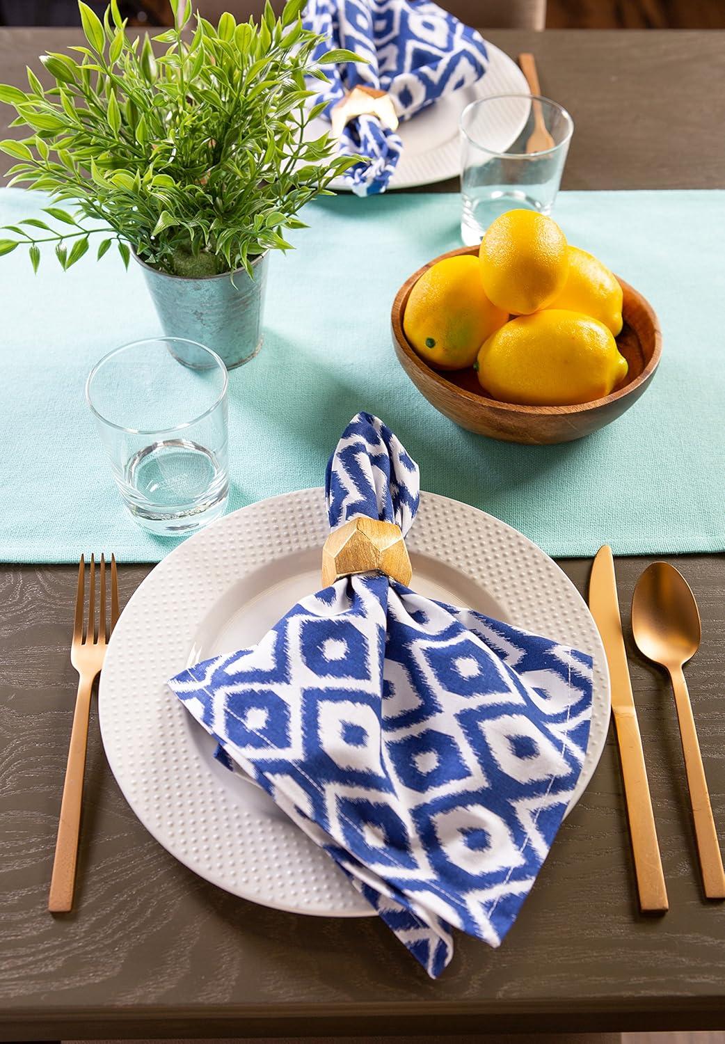 Aqua Solid Heavyweight Fringed Table Runner 14X72