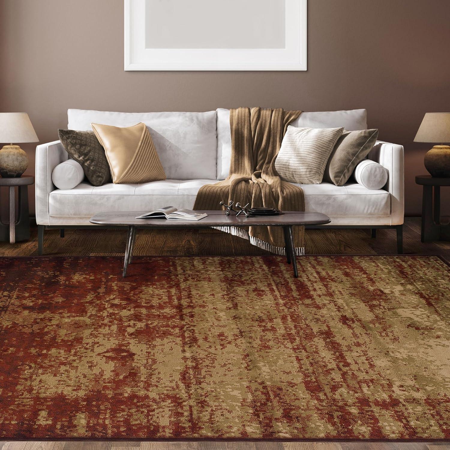 Superior Afton Acid Wash Modern Indoor Area Rug, Auburn, 4' x 6'