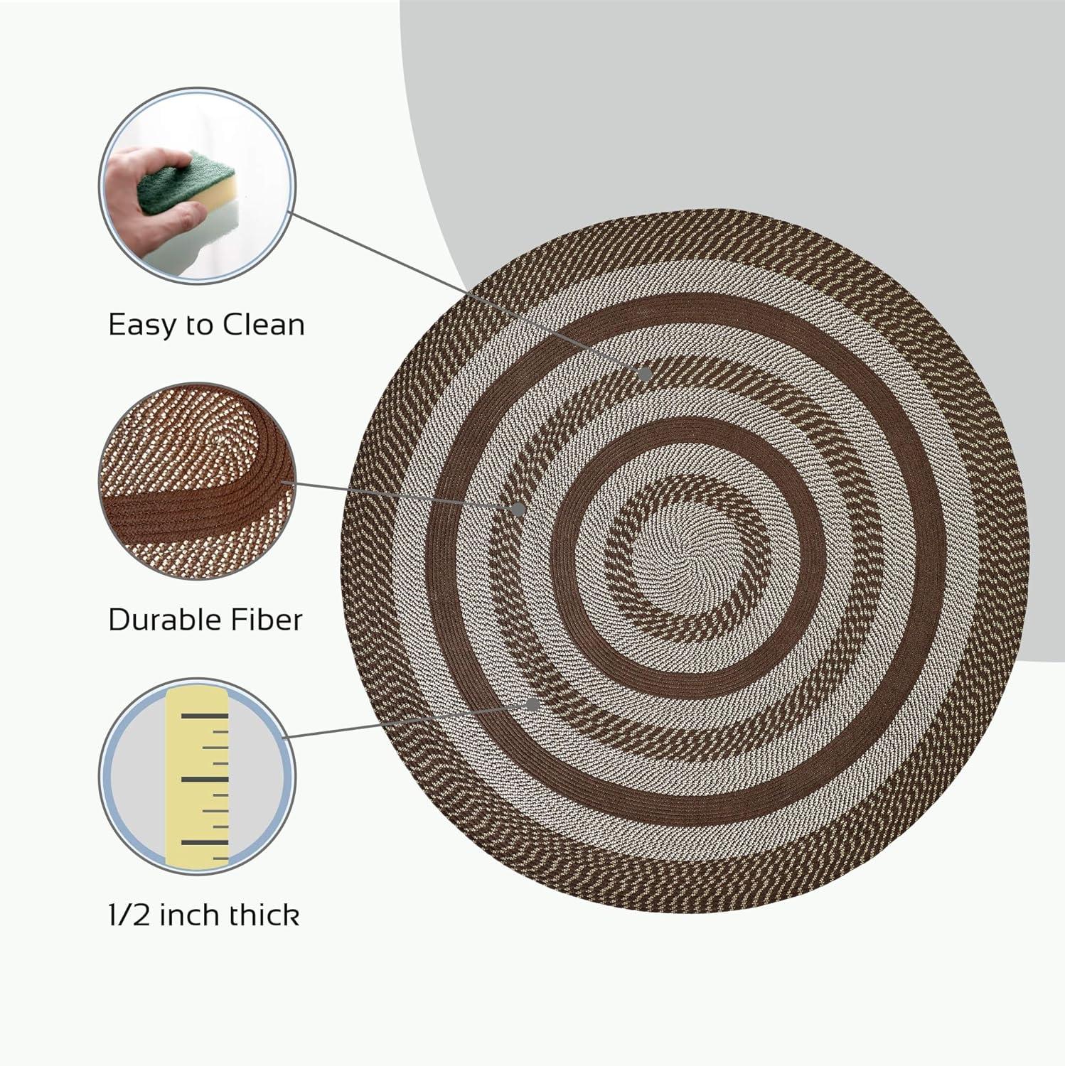 August Grove® Brod Brown Indoor/Outdoor Area Rug- Round Rug