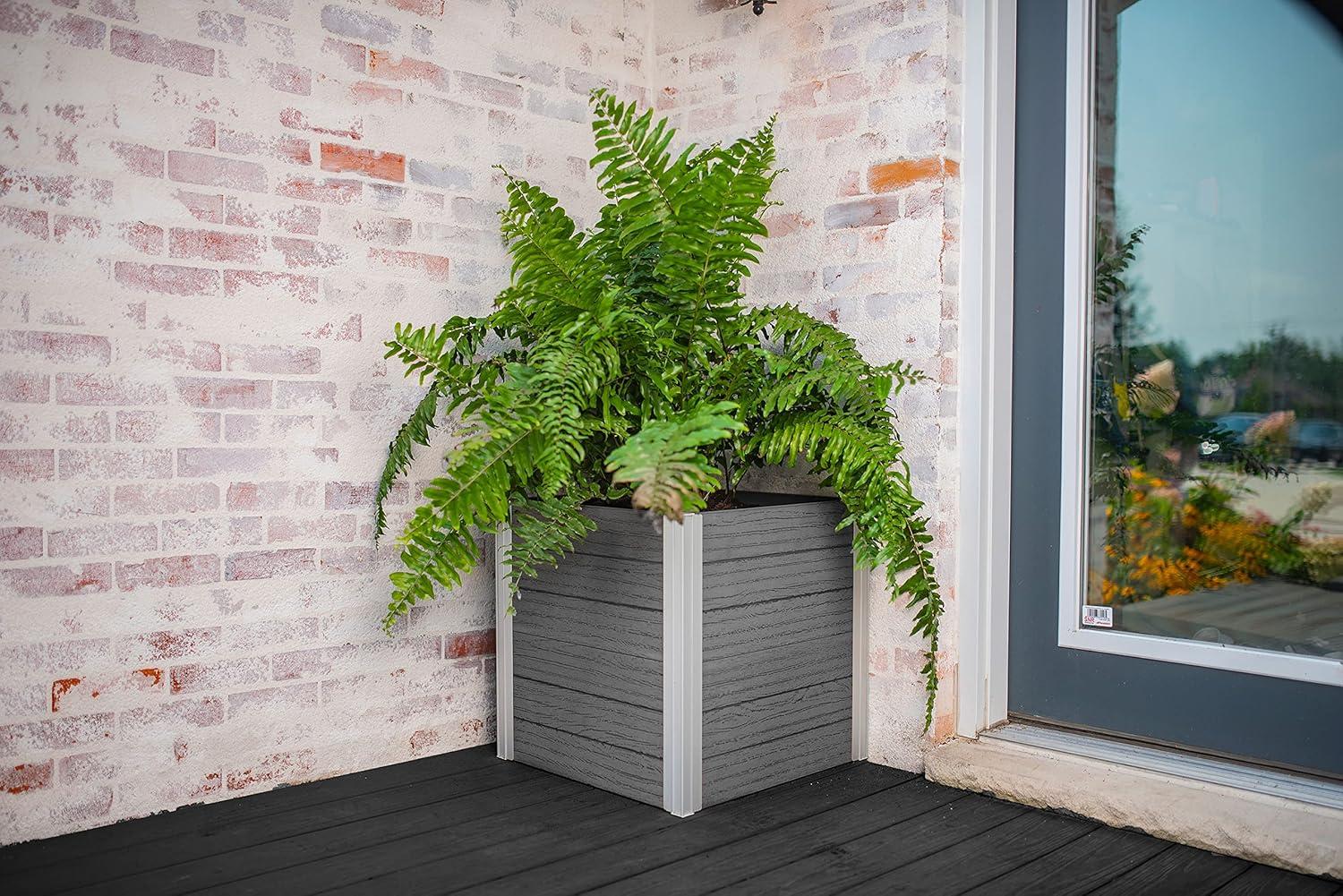 Urbana 22" Slate Gray Vinyl Cube Planter