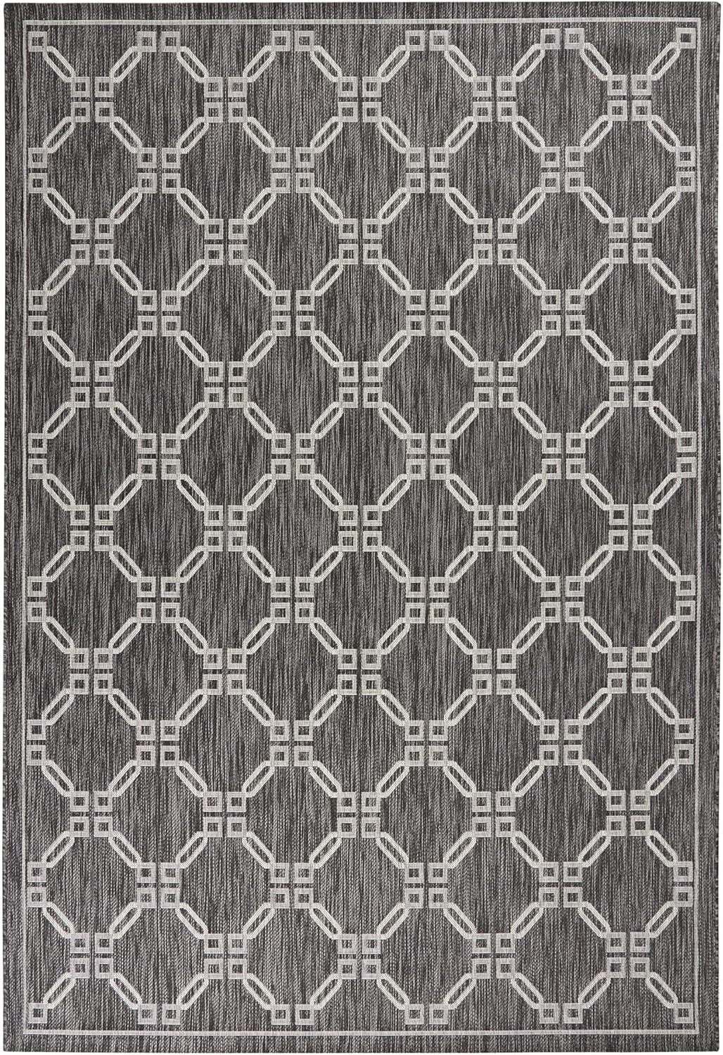 Ivory Blue Traditional Trellis 2'2" x 7'6" Synthetic Area Rug