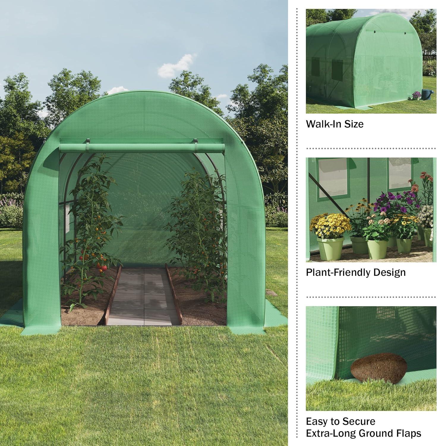 Home-Complete 9.5ft x 6.5ft x 6.2ft Walk In Greenhouse with Windows