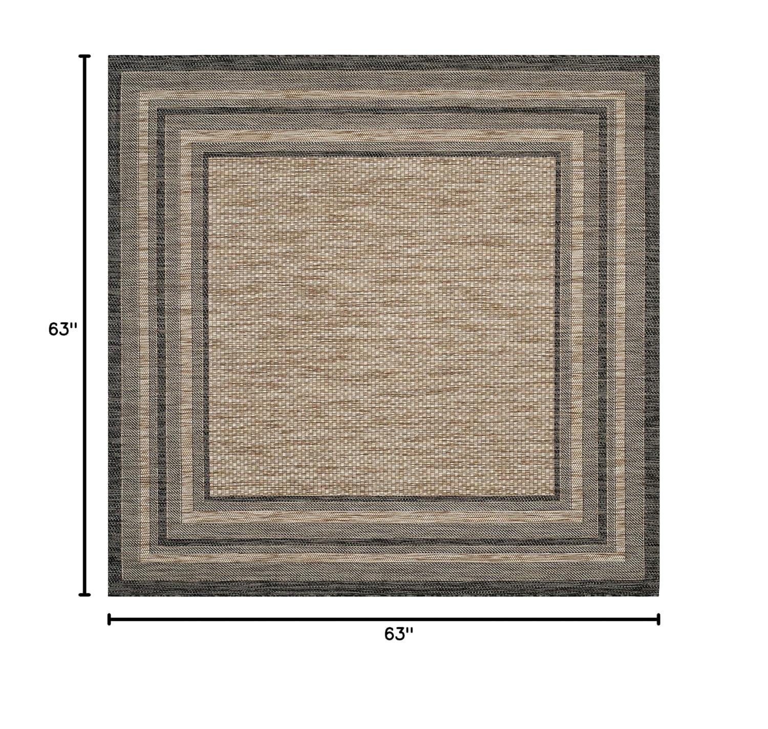 Courtyard CY8475 Power Loomed Indoor and Outdoor Area Rug - Natural/Black - 5'3"x5'3" - Safavieh
