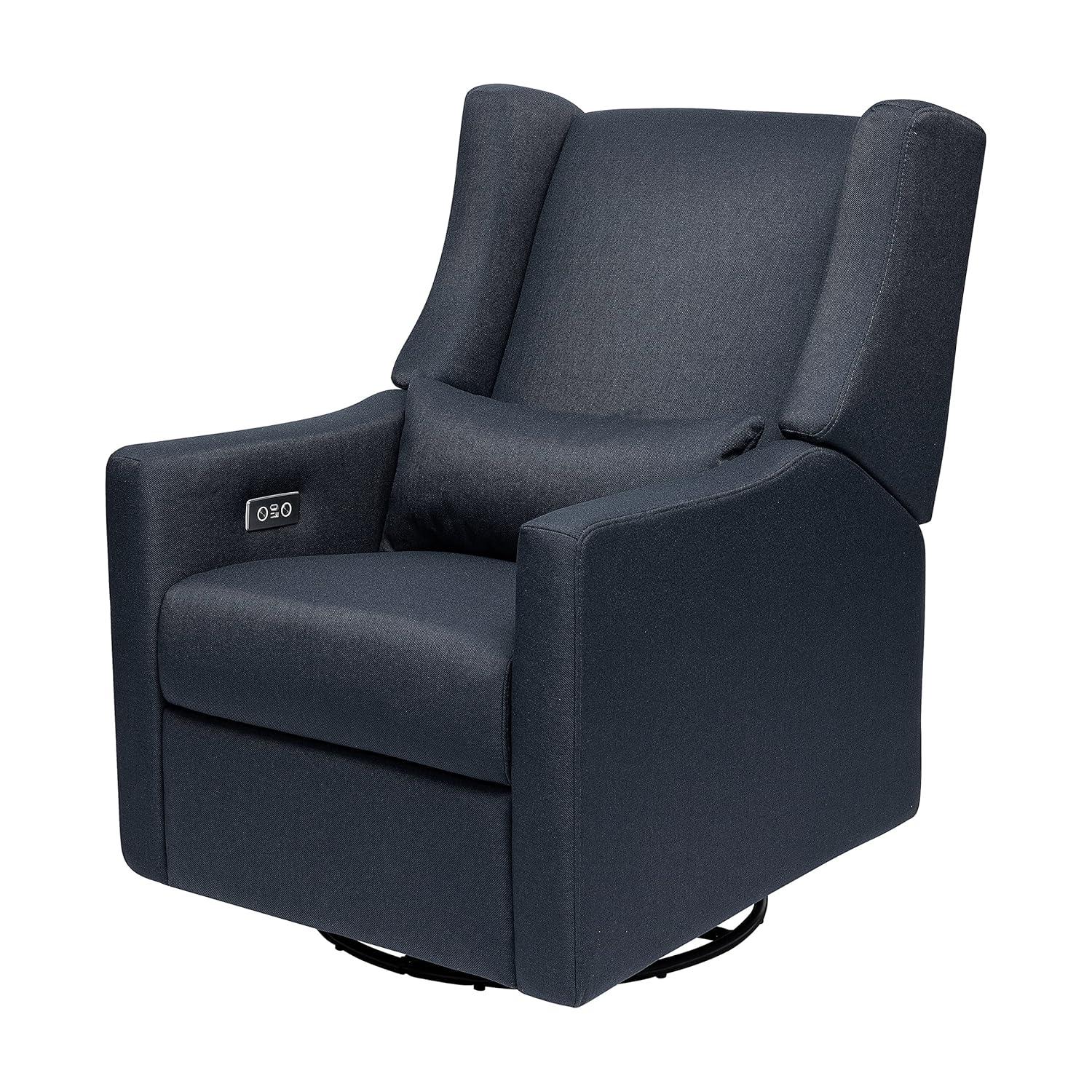 Sustainably Sourced White Linen Swivel Recliner Armchair