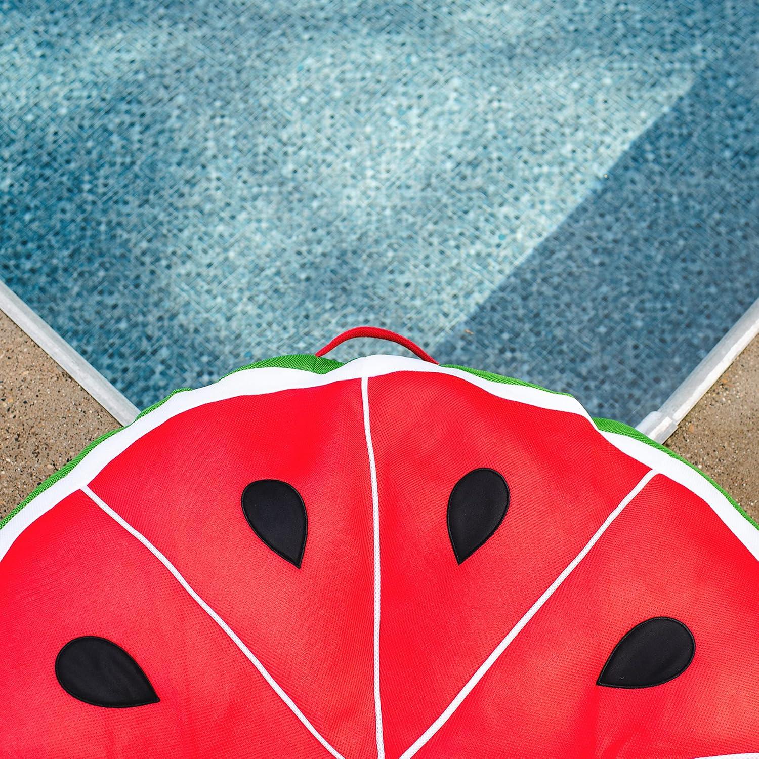 Big Joe Fruit Slice Float No Inflation Needed Pool Lounger, Watermelon Mesh, Quick Draining Fabric, 4 feet Big