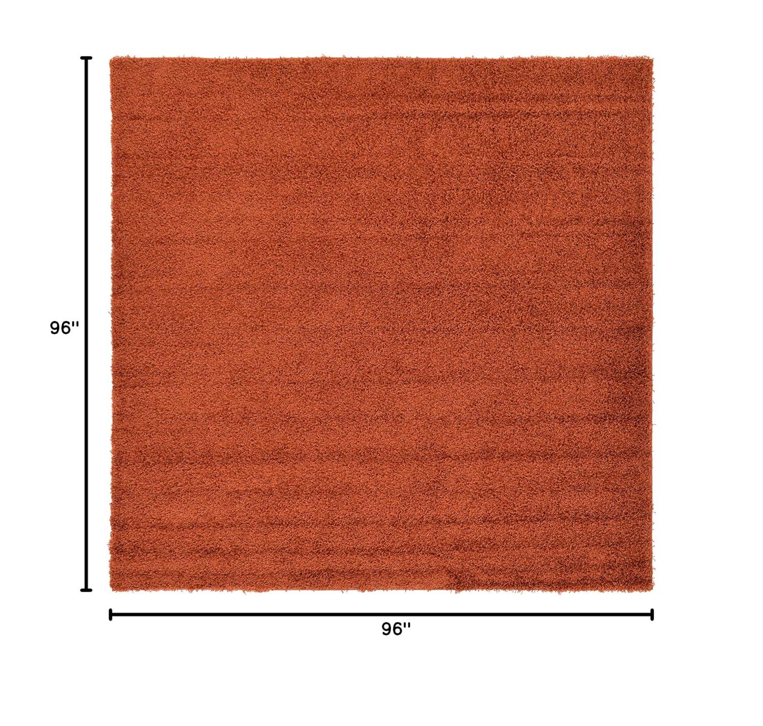 Unique Loom 8' 0 x 8' 0 Square Solid Shag Terracotta Area Rug
