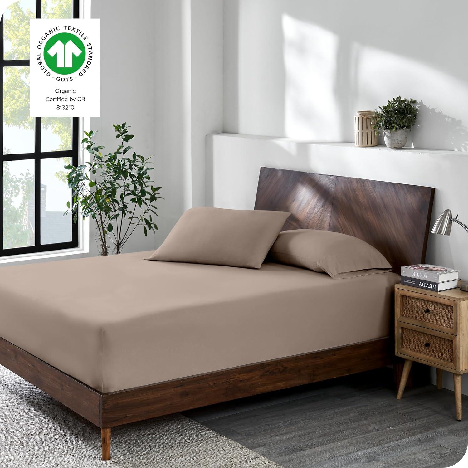 Bare Home Organic 100% Cotton Jersey Knit Fitted Sheet