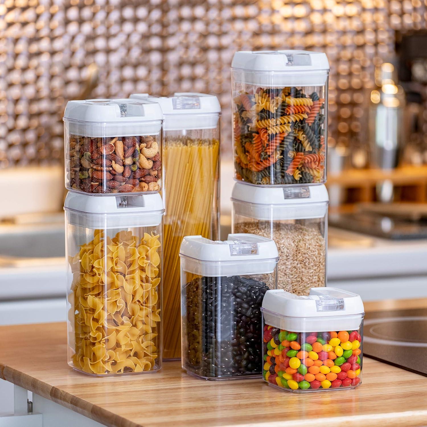 Cheer Collection Airtight Food Storage Containers, Set of 7 (White)