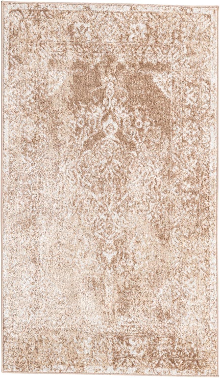 Unique Loom Oxford Collection Area Rug - Bodleian (3'  x 5' 3" Rectangle Beige/Ivory)