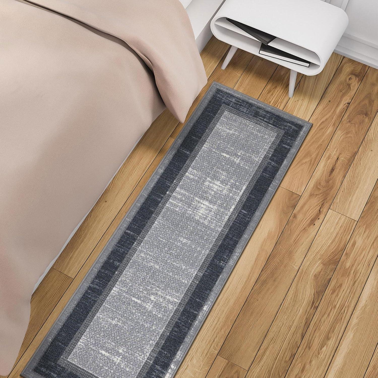 Machine Washable Non-Slip Bordered Area Rug For Living Room, Hallway Runner, Entryway Rug