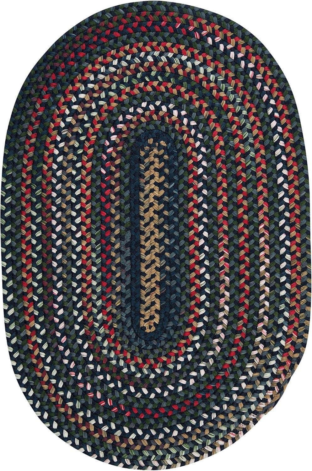 Baltic Blue Oval Braided Synthetic Rug, 2' x 3', Stain-Resistant