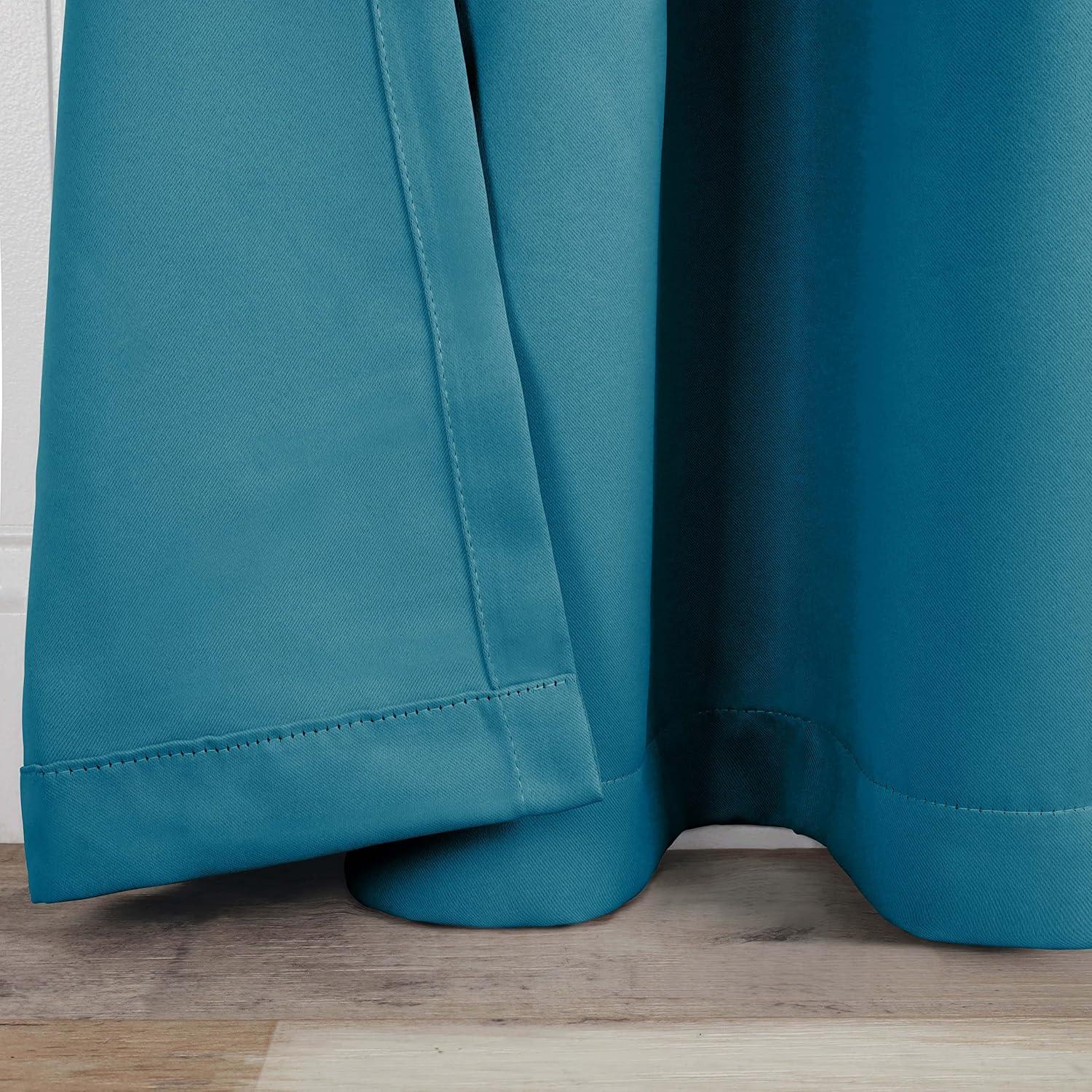 Classic Modern Solid Room Darkening Semi-Blackout Curtains, Grommets, Set of 2, 52"x108", Aqua - Blue Nile Mills