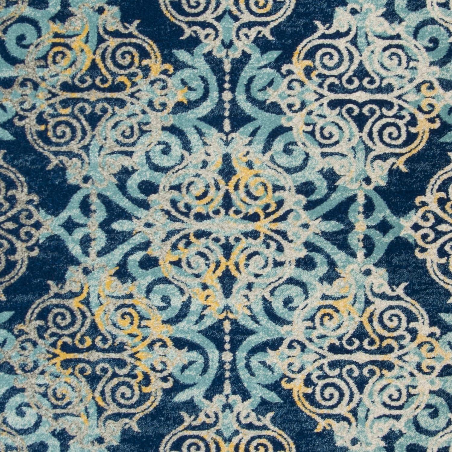 Royal Light Blue Synthetic 8' x 10' Hand-Knotted Area Rug