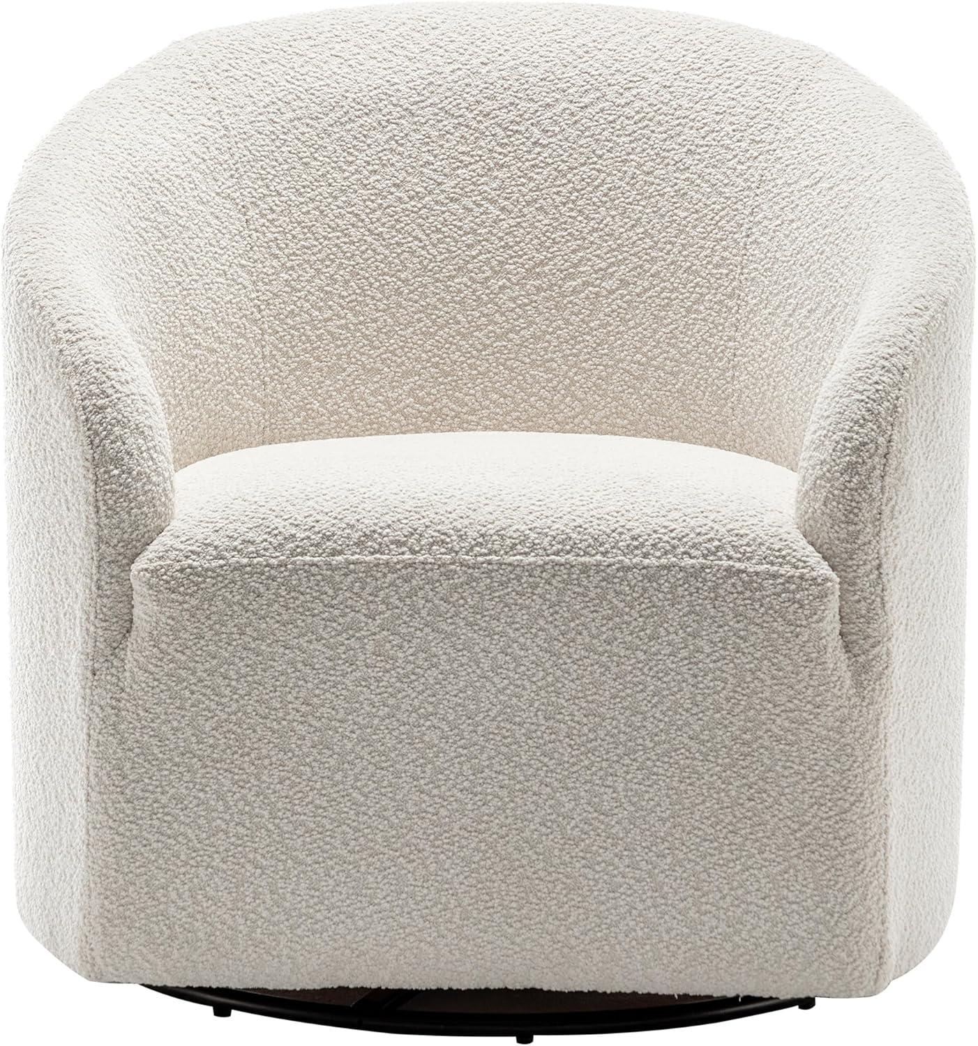 32" Wide Boucle Upholstered Swivel Barrel Chair - Kinwell