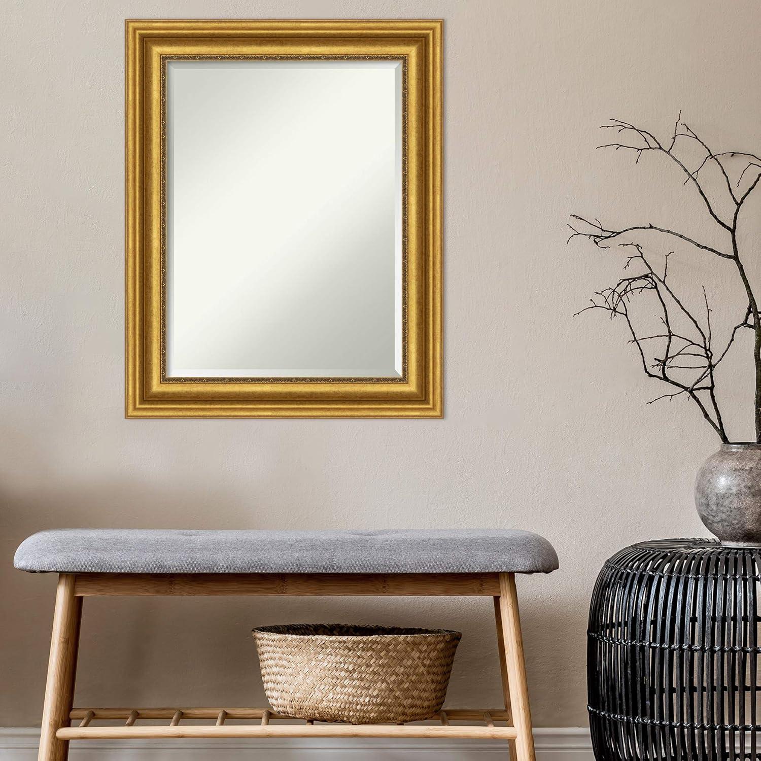 Amanti Art Parlor 23.75-in x 29.75-in Framed Rectangle Bathroom Vanity Mirror ( Antique Gold )