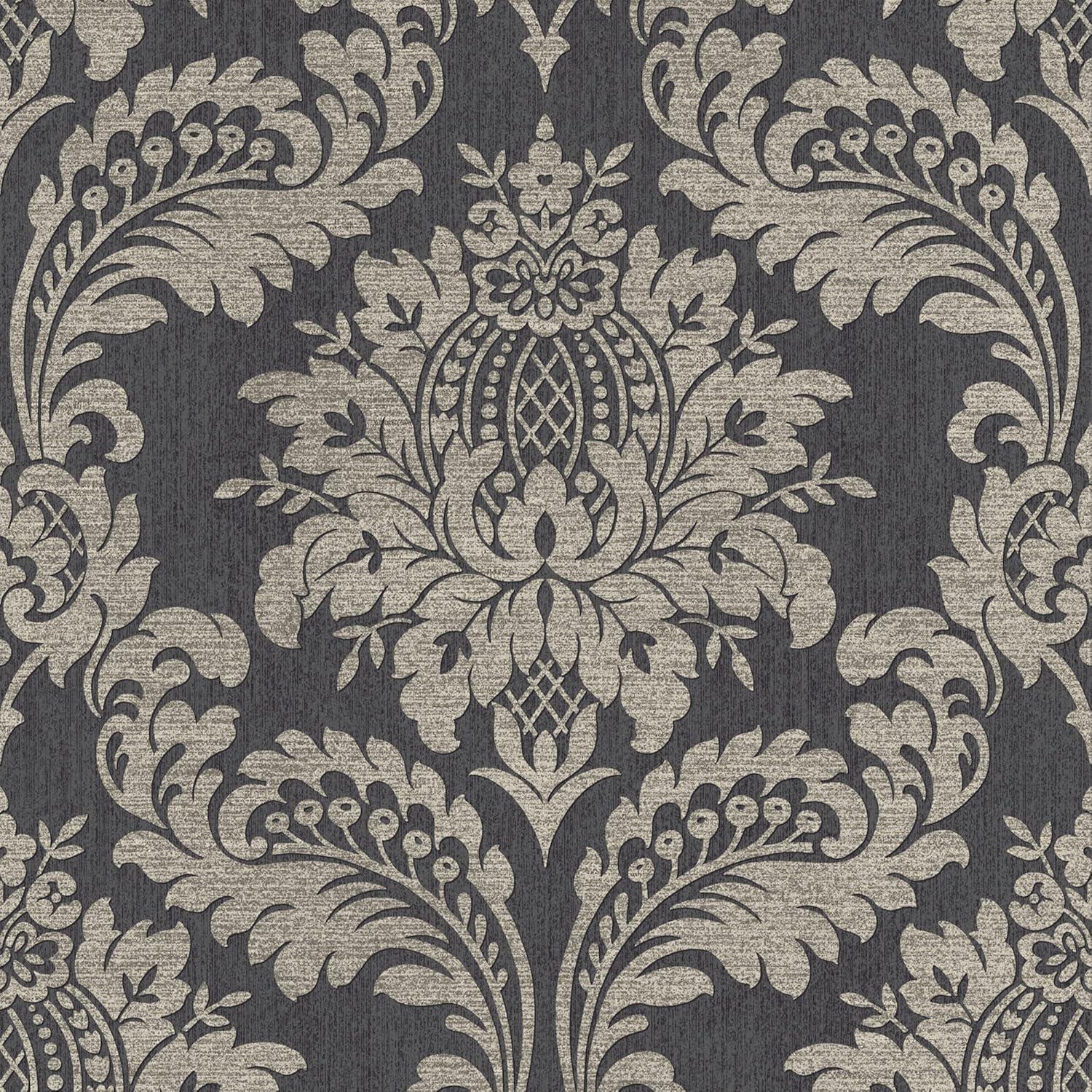 Archive Damask Black and Gold Wallpaper