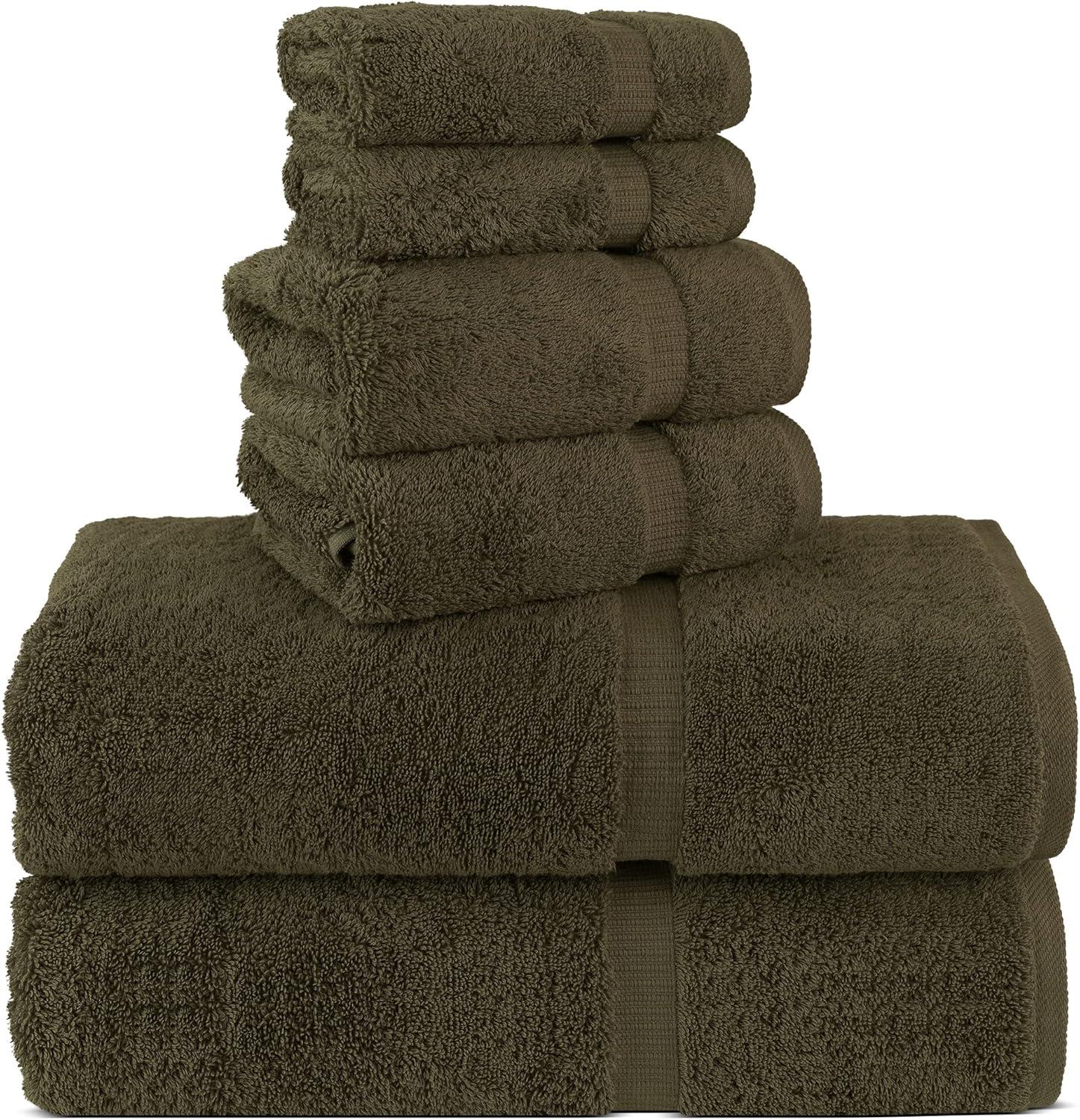 Chakir Turkish Linens 100% Cotton Premium Turkish Towels for Bathroom | 2 Bath Towels - 2 Hand Towels, 2 Washcloths (6-Piece Towel Set, Gray)