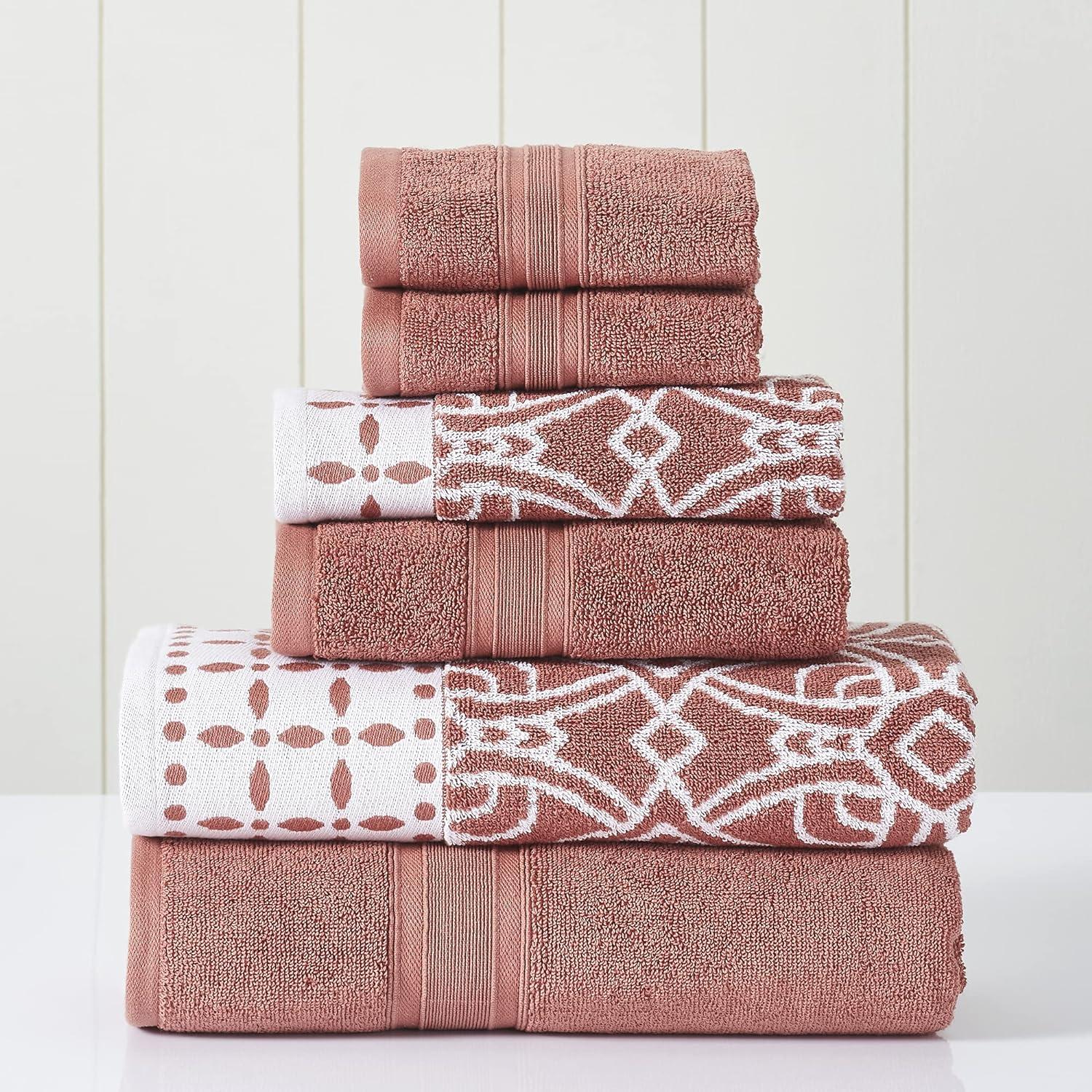 Modern Threads Modern Threads 6 Piece Set, 2 Bath Towels, 2 Hand Towels, 2 Washcloths Yarn Dyed Jacquard/Solid Towel Set Monroe